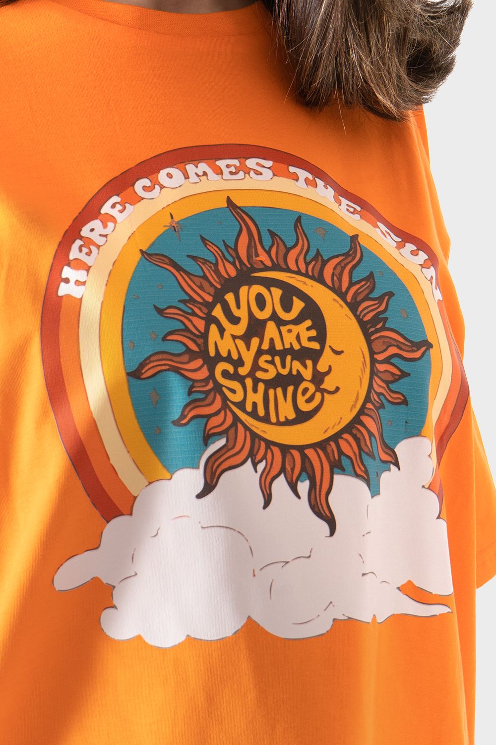 Orange Front Printed T-Shirt