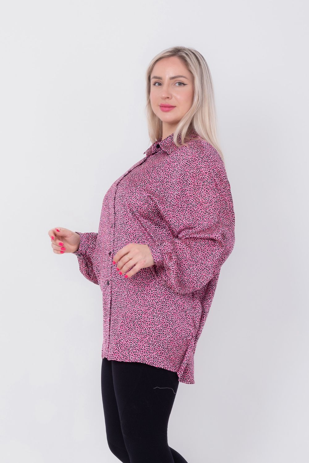 Patterned Satin Chiffon Printed Blouse