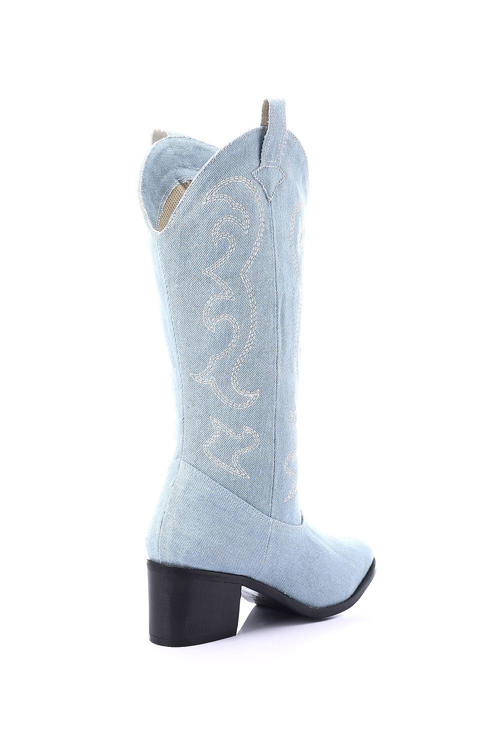Embroidered Denim Cowboy Boots