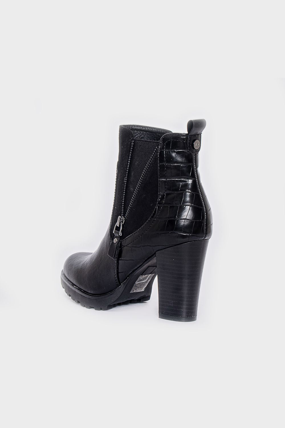 Embossed Back Leather Half Boots