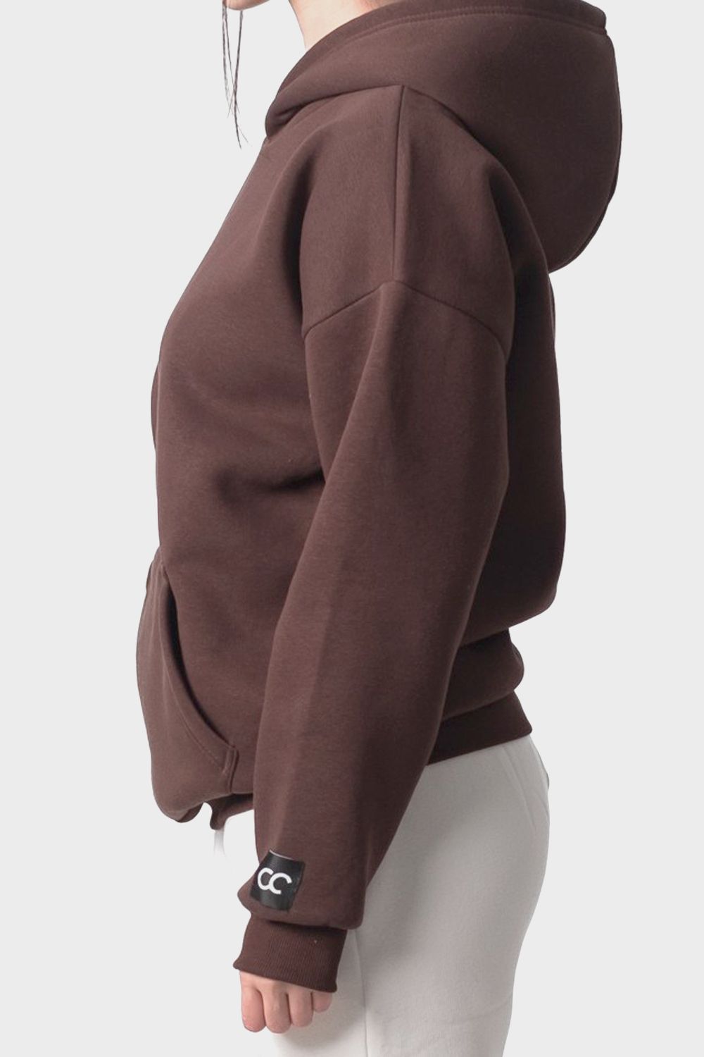 Oversized Basic Hoodie Dark Brown