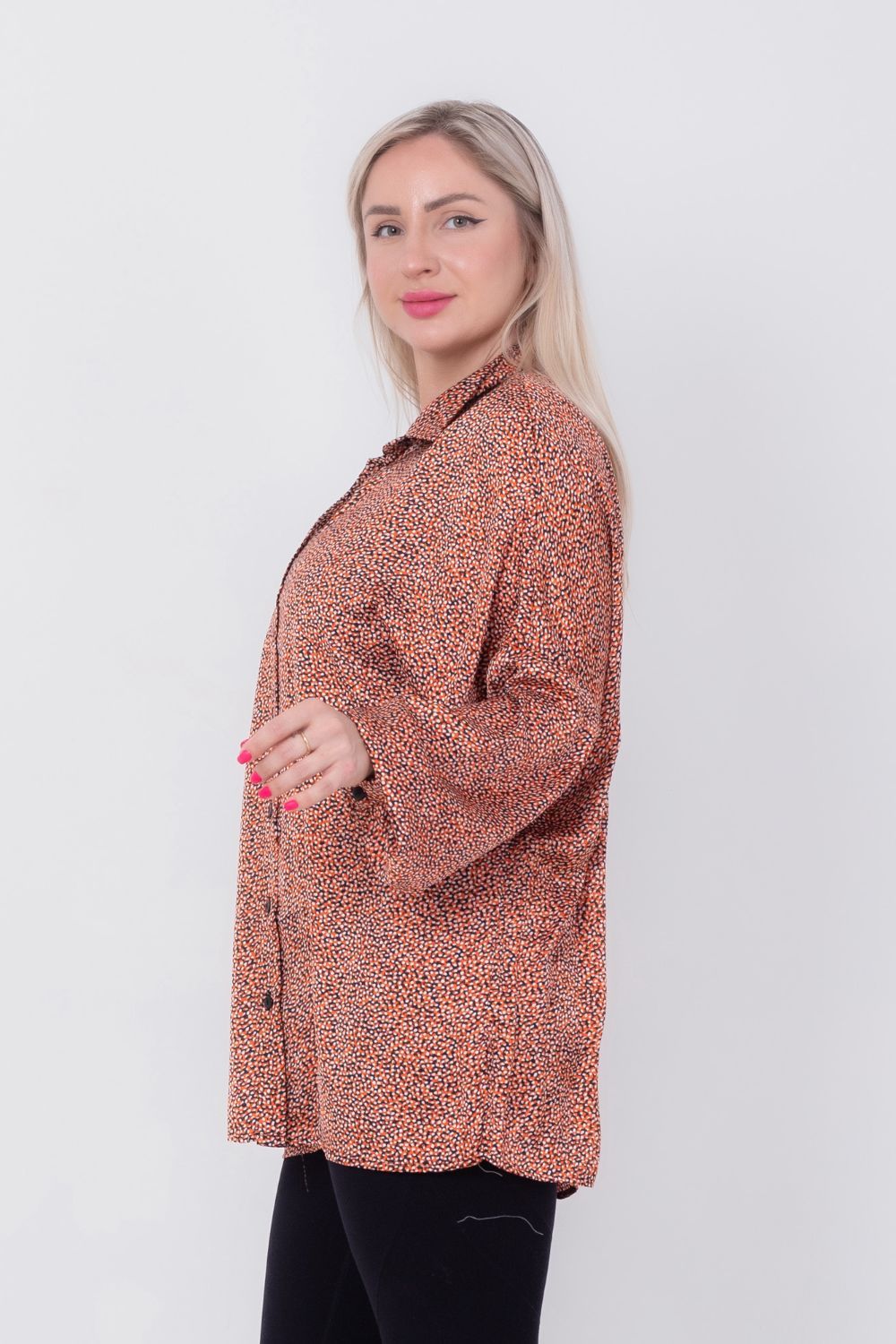 Patterned Satin Chiffon Printed Blouse