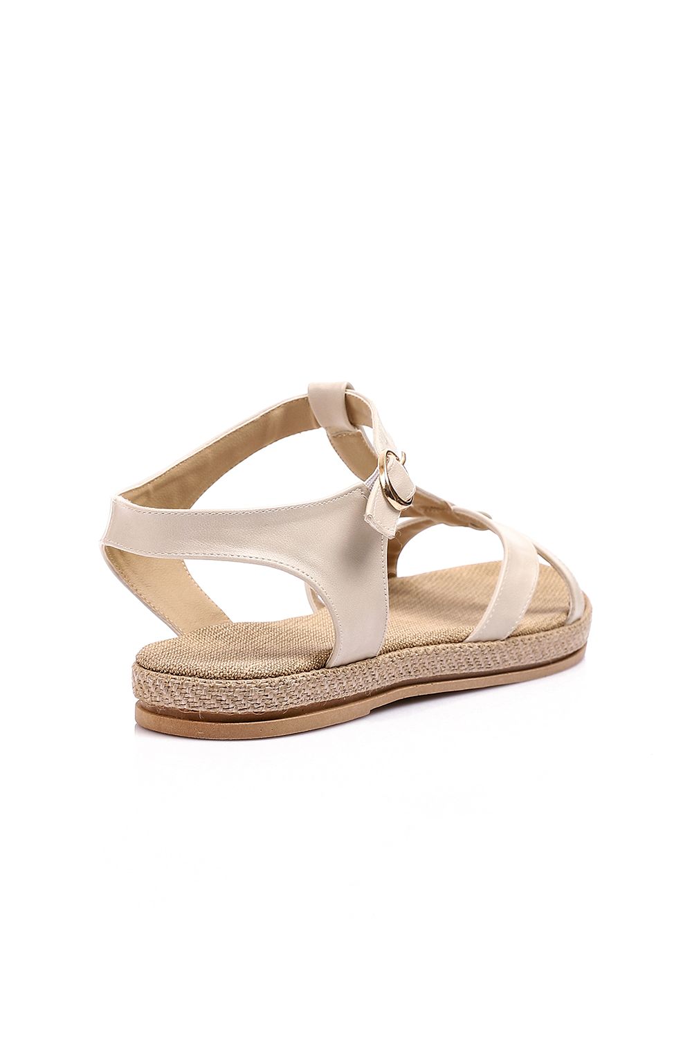 Beige Open Toe Flat Sandal
