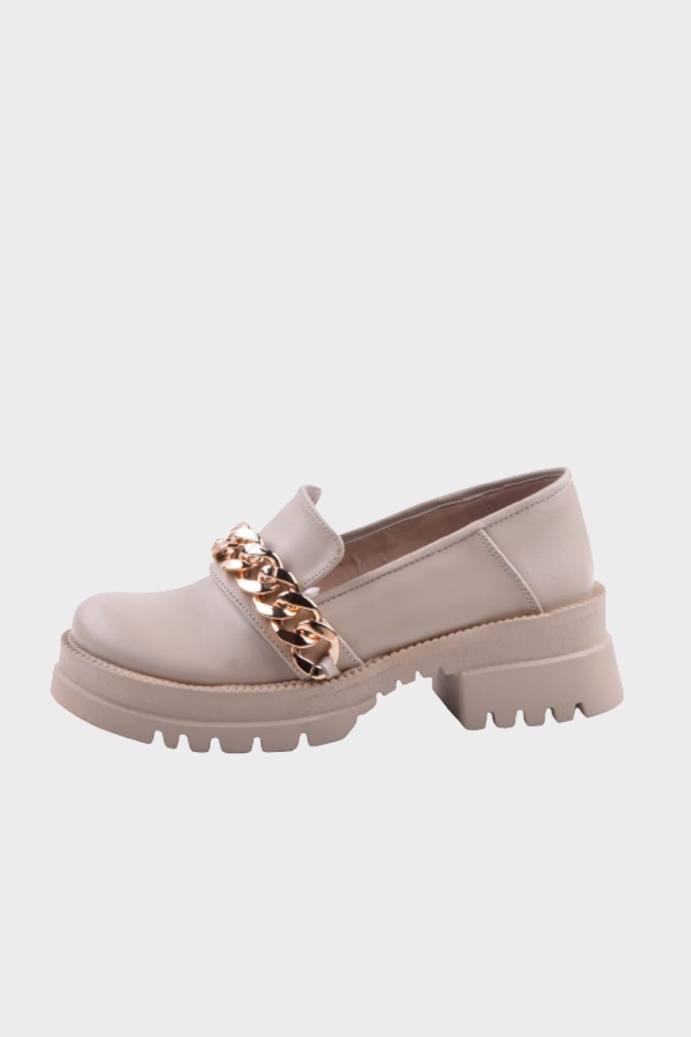 Chunky Loafers with Front Metal Chain