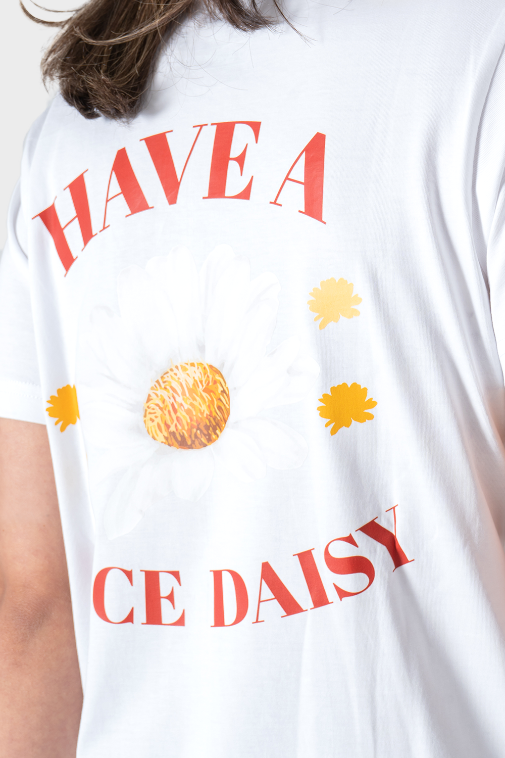 White Sun Flower Printed T-Shirt