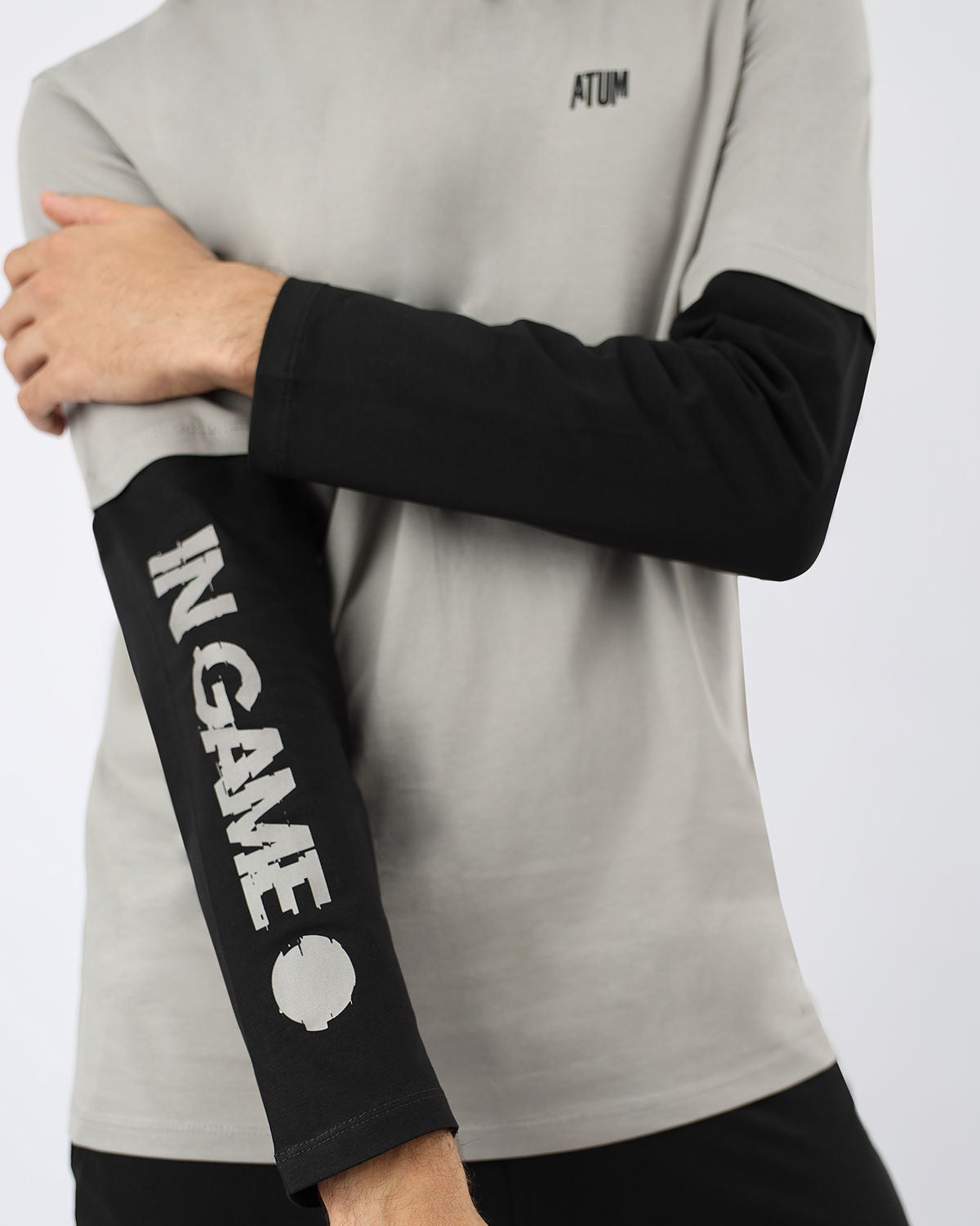 Gray Long Sleeve Cotton T-Shirt