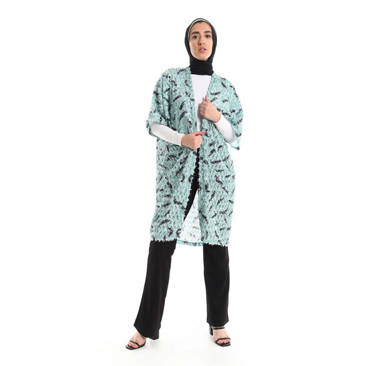Half Sleeve Long Kimono - كيمونو طويل بنصف كُم