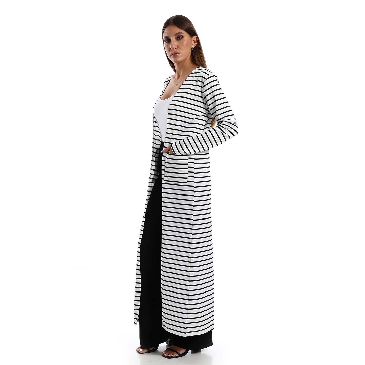 Long Sleeve Slip-on Long Cardigan - كارديجان طويل سهل الارتداء