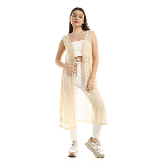 Side Slits Patterned Cardigan - كارديجان منقوش بفتحات جانبية