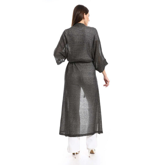 Three Quarter Sleeves Cardigan with Belt - كارديجان بثلاث أرباع كُم مع حزام