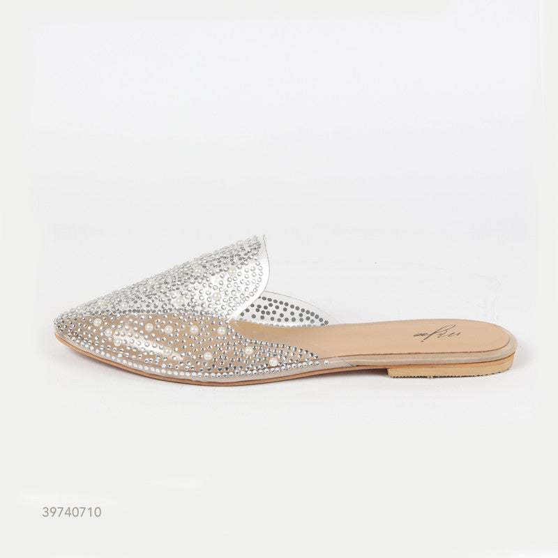 Studded Transparent Flat Mules