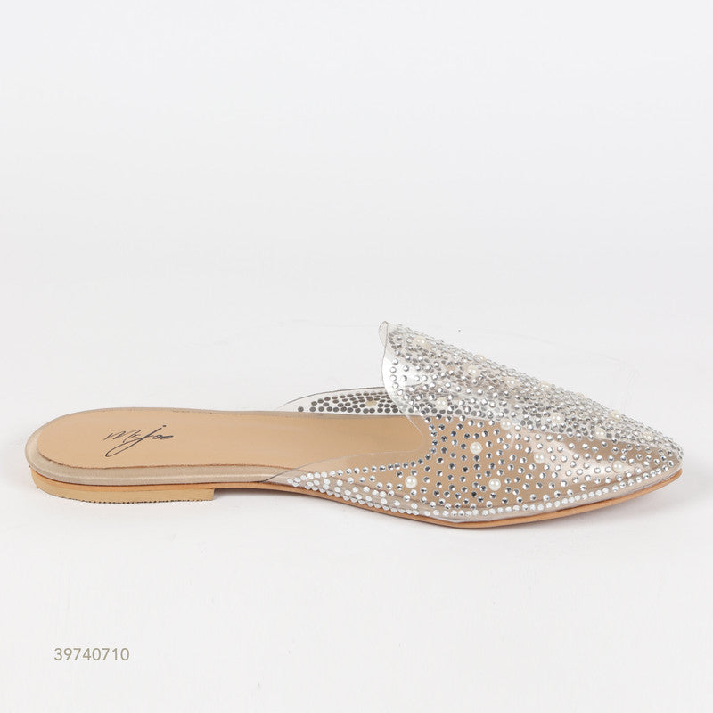 Studded Transparent Flat Mules