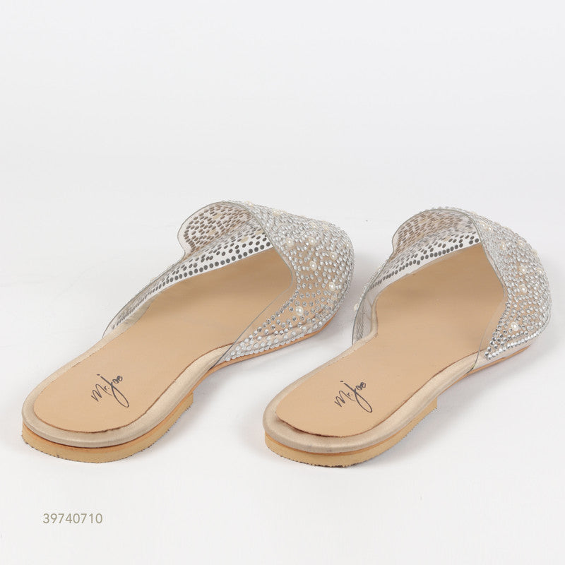 Studded Transparent Flat Mules