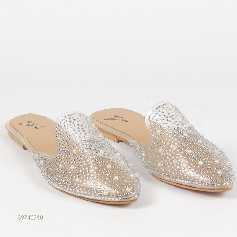 Studded Transparent Flat Mules