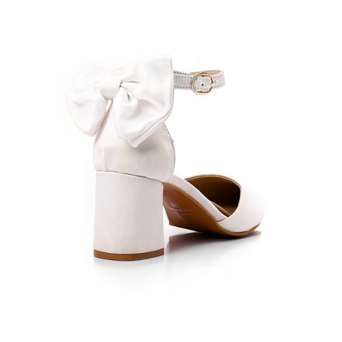 White Almond Toe Suede High Heels