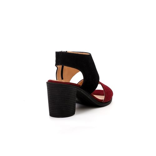 Bi-Color Suede Heeled Sandal