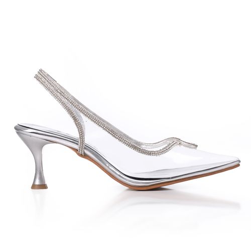 Silver Transparent Heeled Shoes