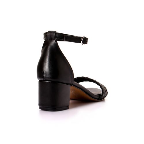 Black Braided Strap Heeled Sandal