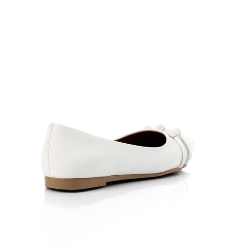 White Pointed Toe Cap Ballerina