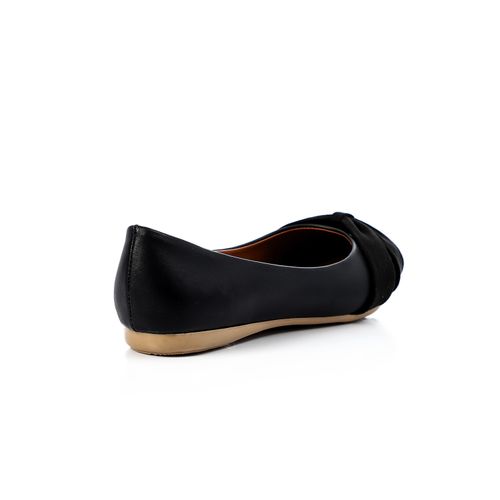 Black Suede Bow Leather Ballerina