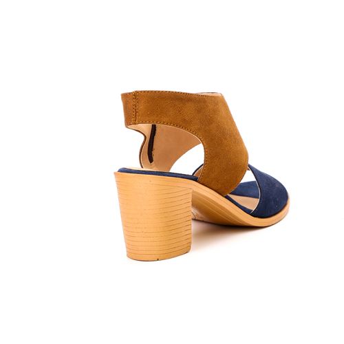 Bi-Color Suede Heeled Sandal