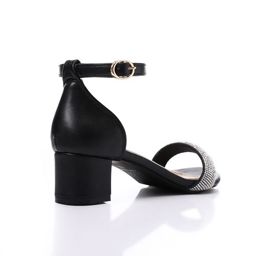 Black Rhinestones Soiree Heeled Sandal