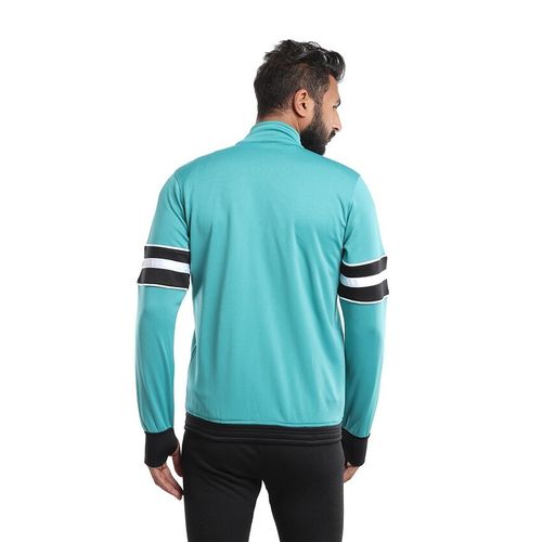 Emerald High Neck Striped Sleeves Jacket