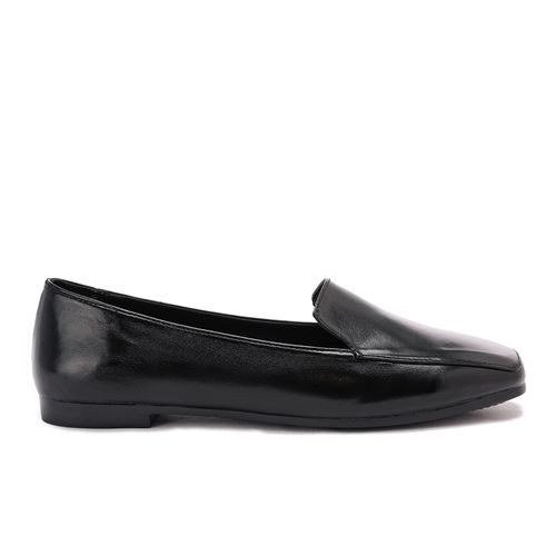 Square Toe Cap Shiny Leather Moccasin