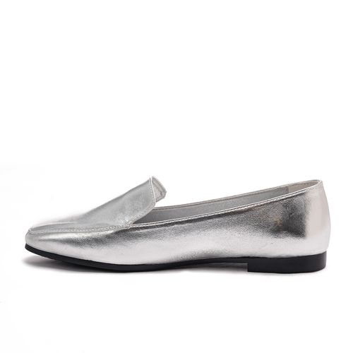 Square Toe Cap Shiny Leather Moccasin