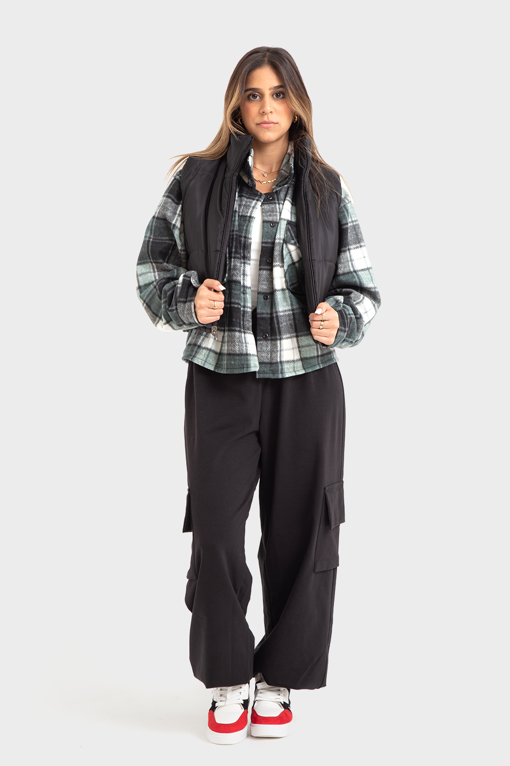 Black High Hip Puffer Vest