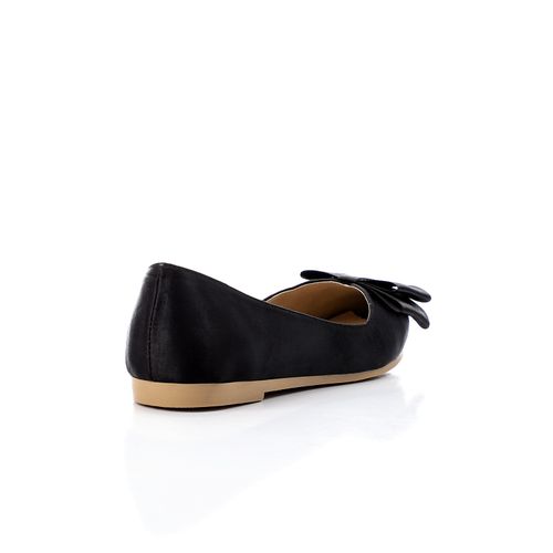 Satin Upper Bow Velvet Ballerina