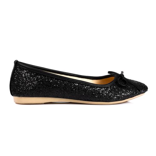 Black Comfortable Glittery Ballerina