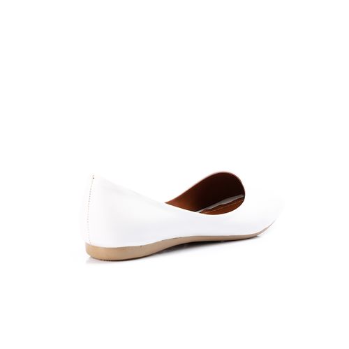 White Round Toe Cap Ballerina