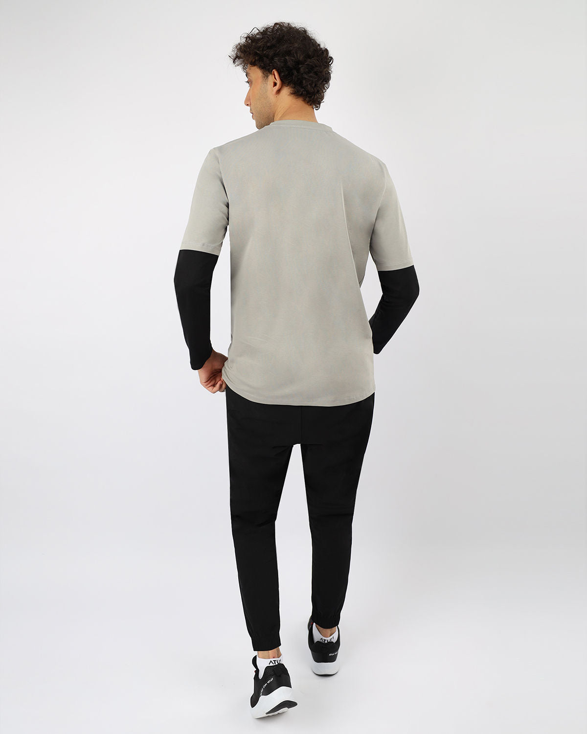 Gray Long Sleeve Cotton T-Shirt