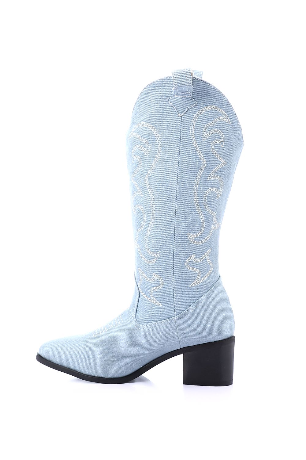 Embroidered Denim Cowboy Boots