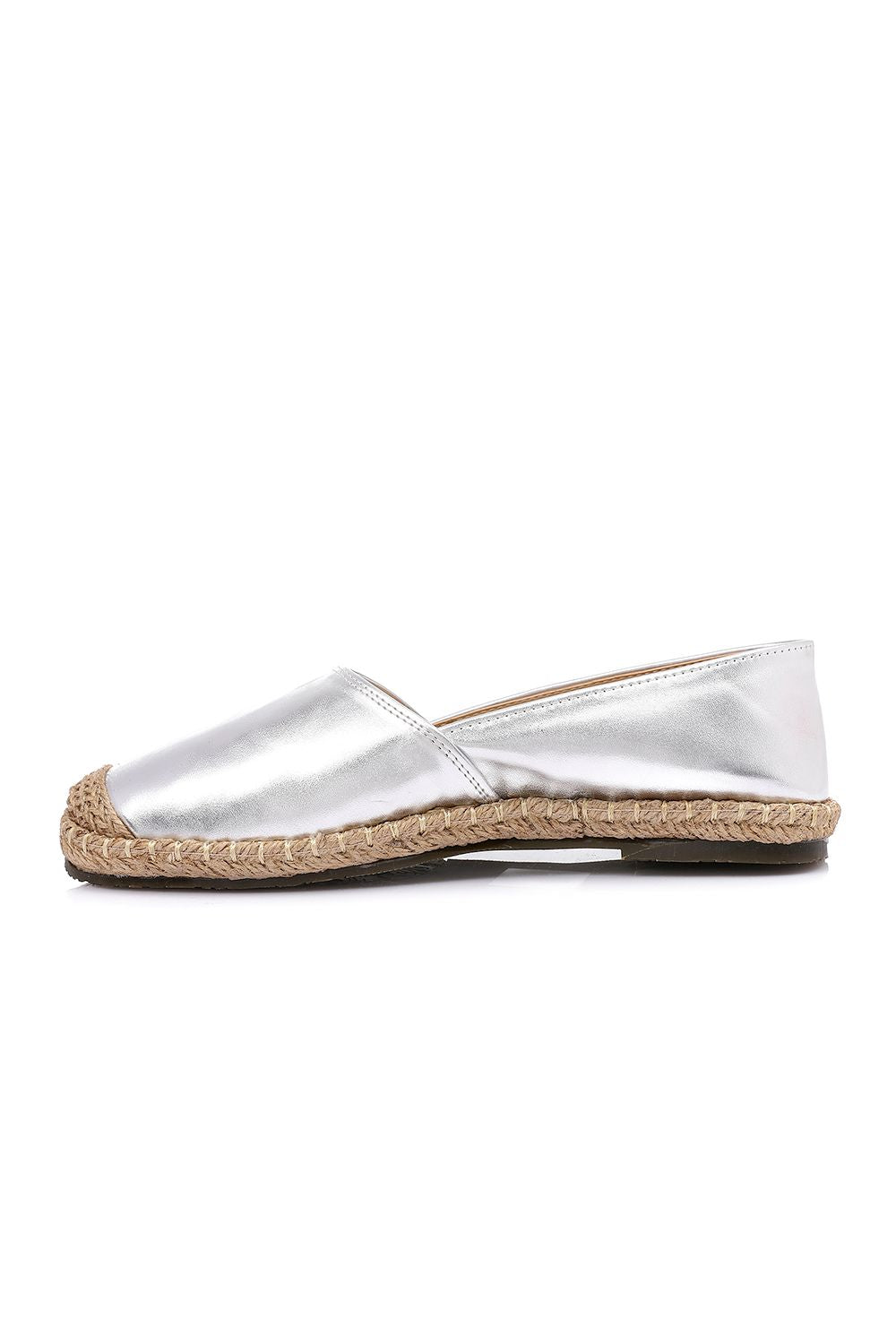 Metallic Espadrille with Straw Frame