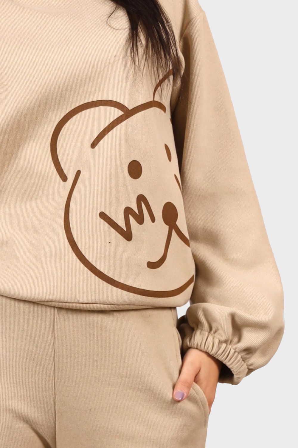 Cute Teddy Bear Printed Pajama Set - طقم بيجامة مطبوع عليه دب تيدي لطيف