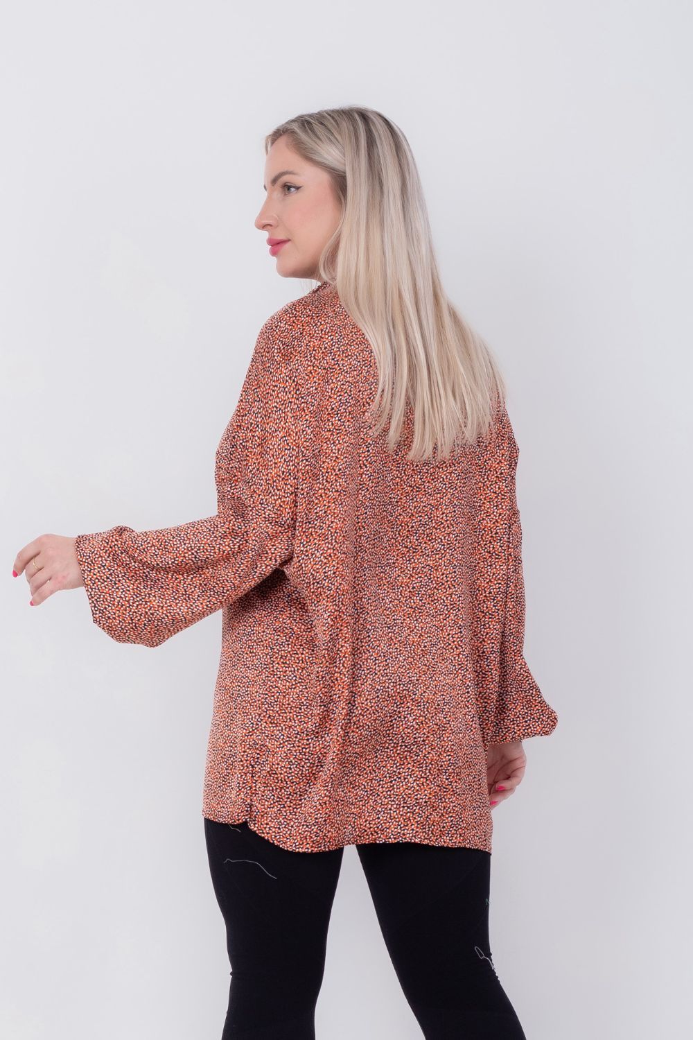 Patterned Satin Chiffon Printed Blouse