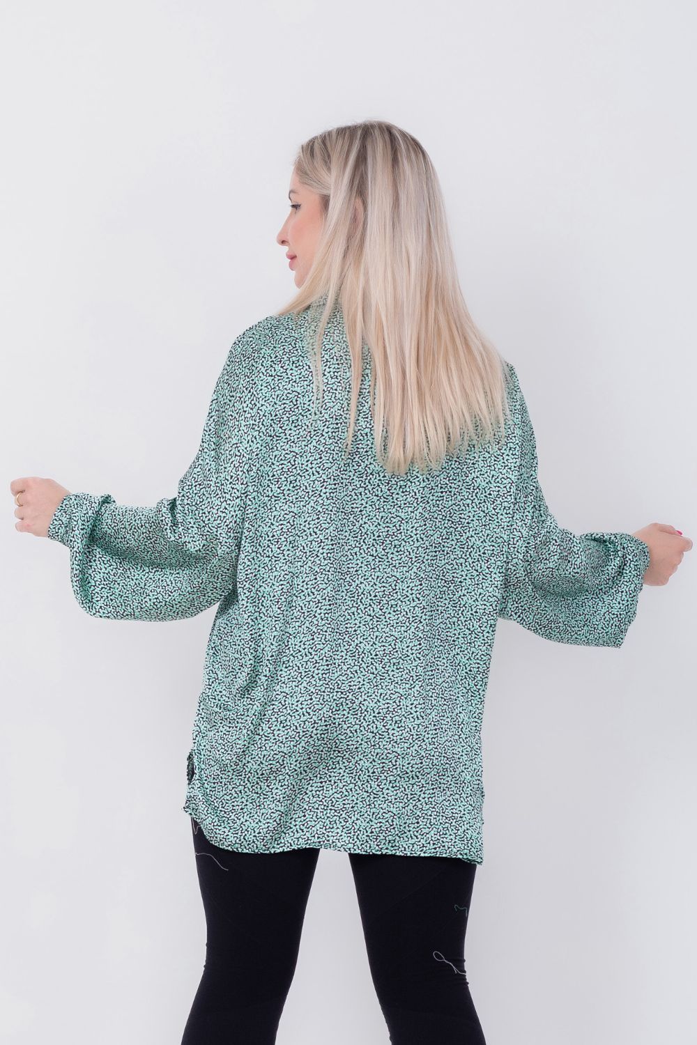 Patterned Satin Chiffon Printed Blouse