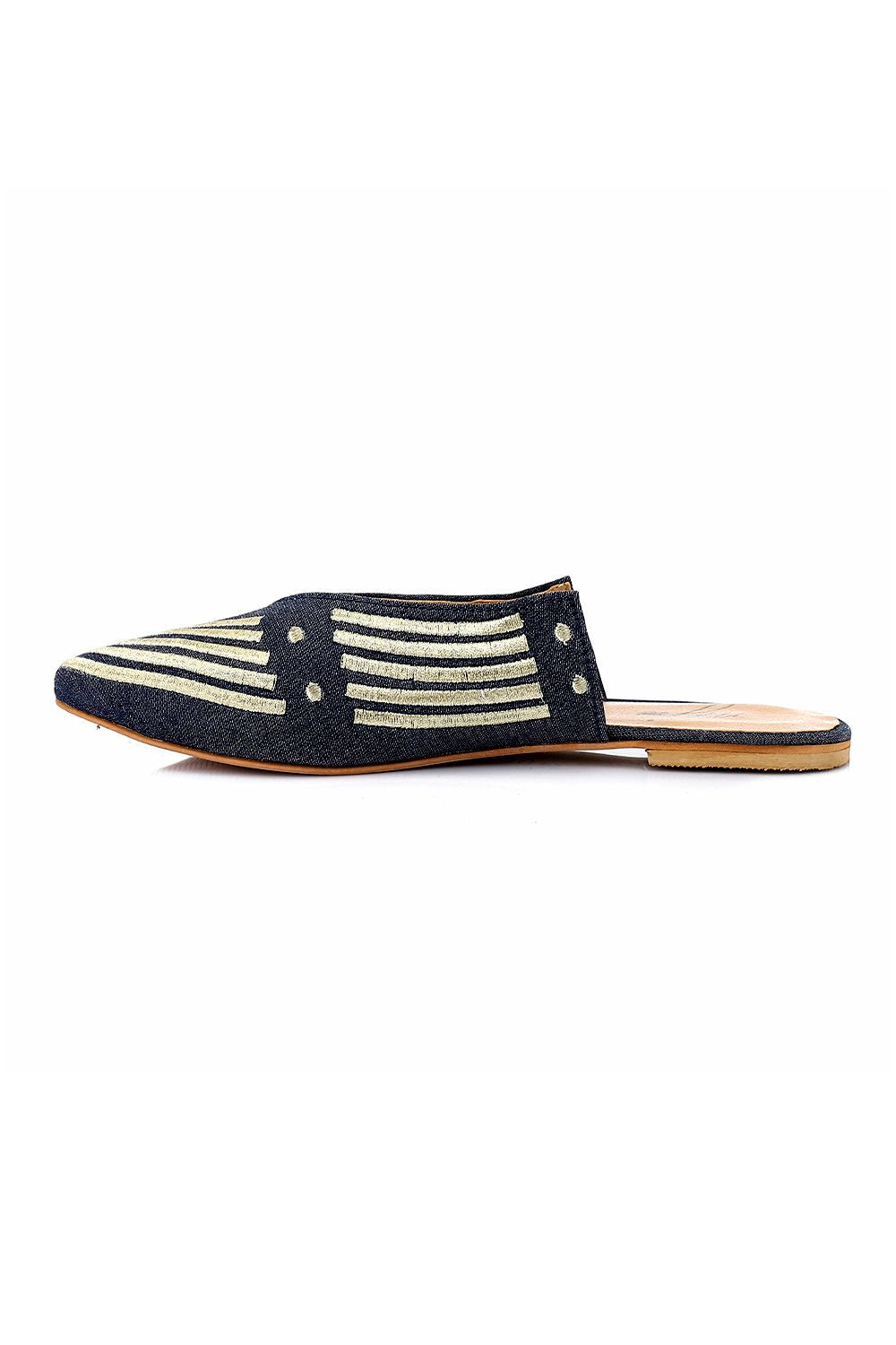 Pointed Toecap Flat Mule Shoes