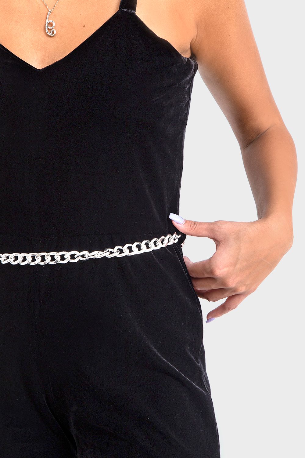 Luxurious Black Velvet Straight Leg Jumpsuit