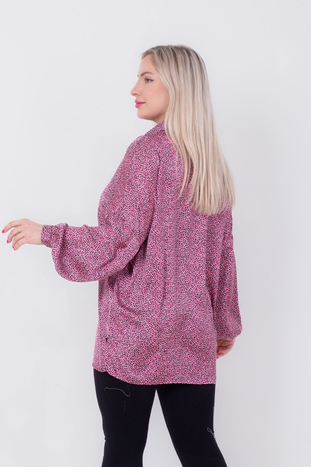 Patterned Satin Chiffon Printed Blouse