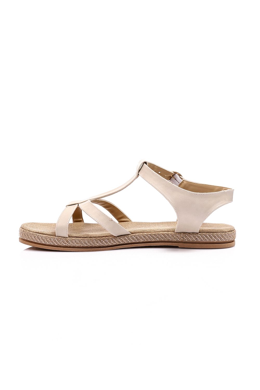 Beige Open Toe Flat Sandal