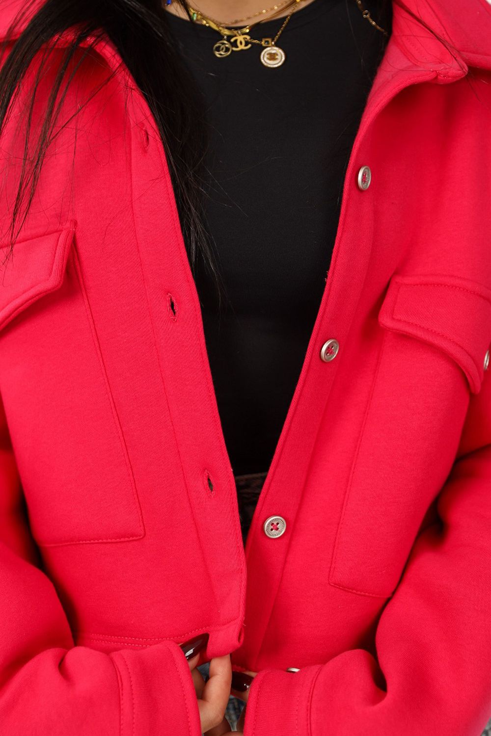 Crop Shirt with Chest Pockets - قميص قصير مع جيوب على الصدر