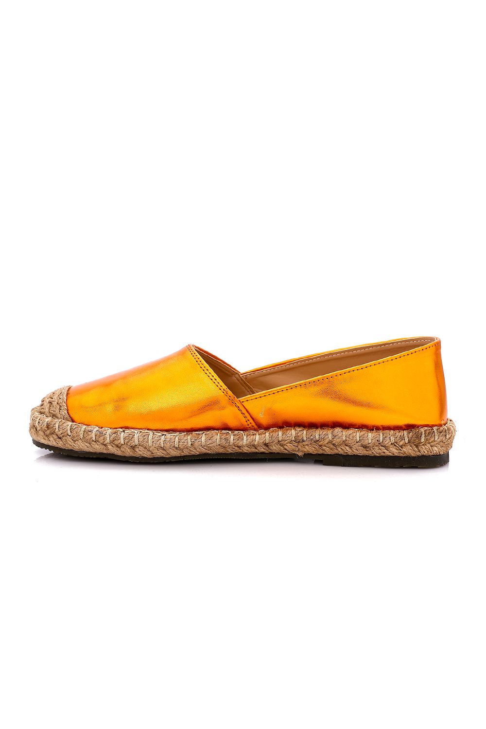 Metallic Espadrille with Straw Frame
