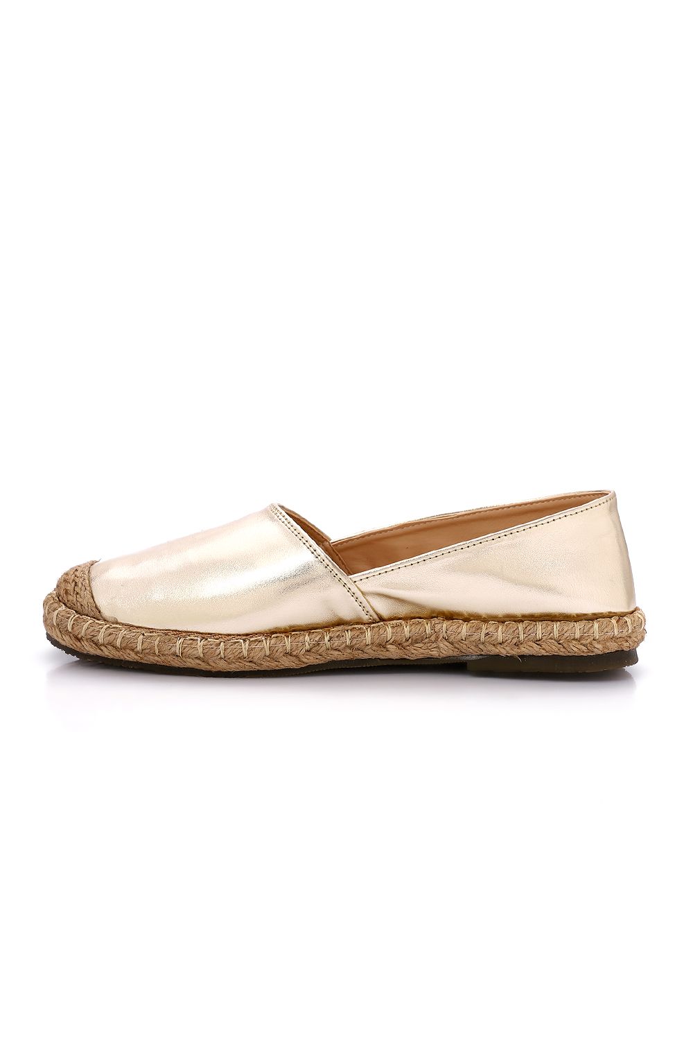 Metallic Espadrille with Straw Frame