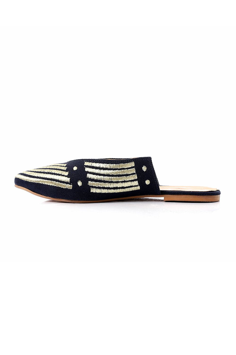 Pointed Toecap Flat Mule Shoes
