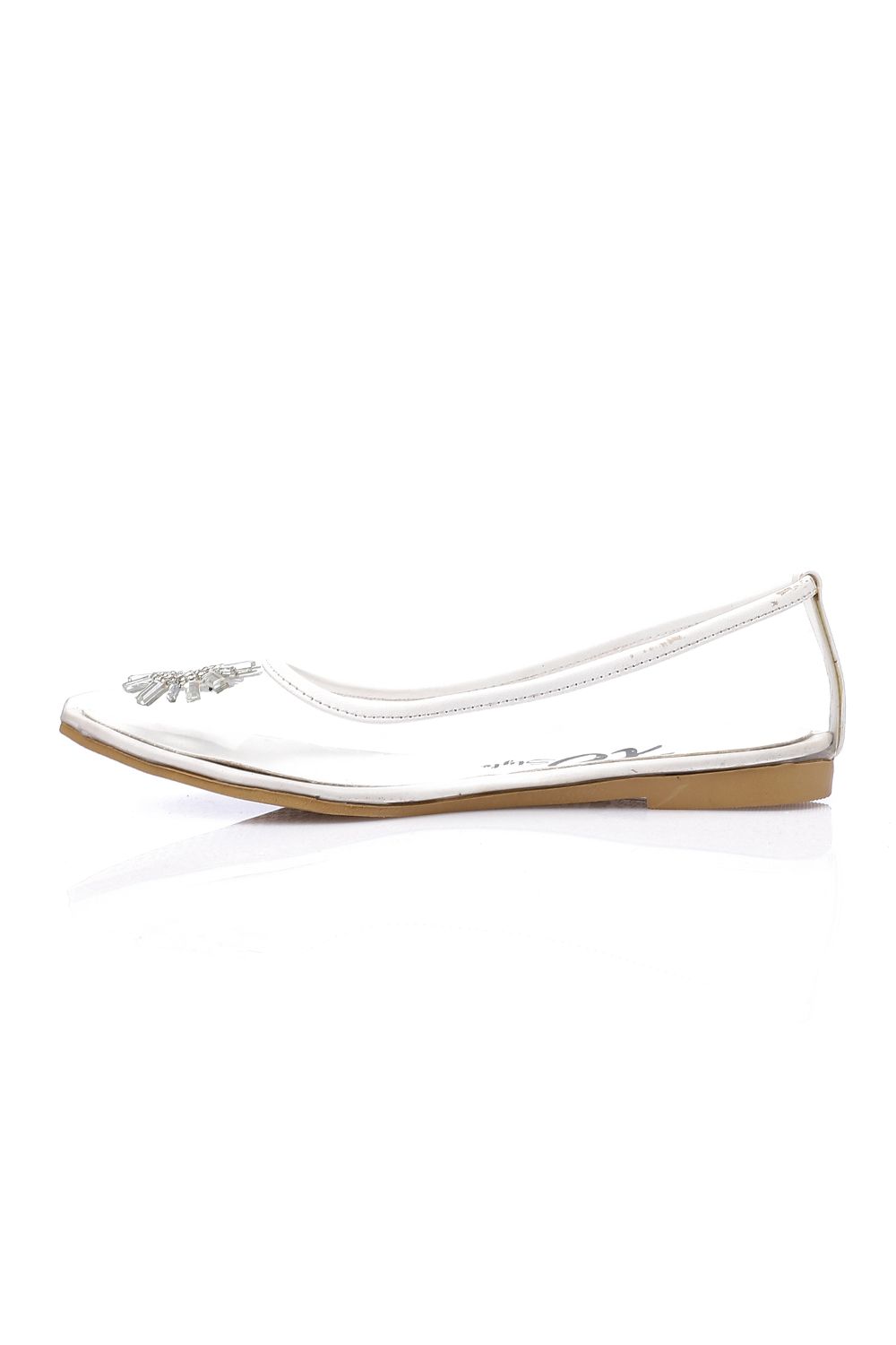 White Strass Transparent Flat Shoes