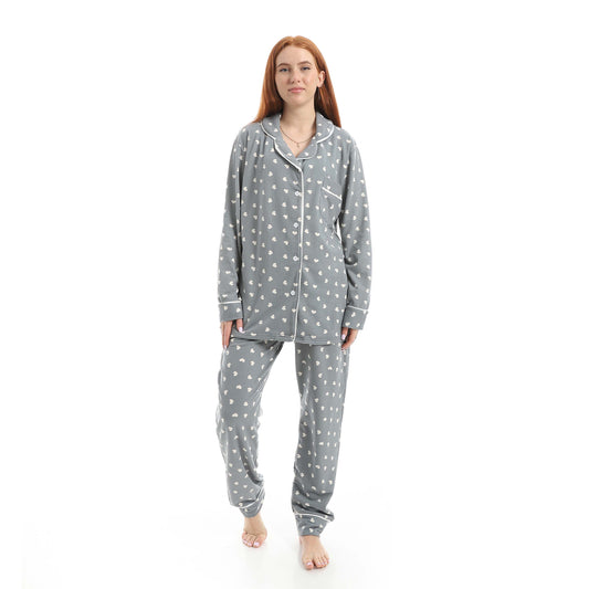 Gray Classic Full Printed Pajama