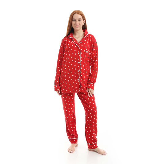 Red Classic Full Printed Pajama